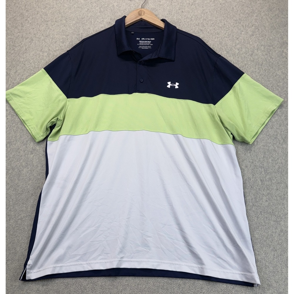 Under Armour Mens The Playoff Polo Shirt Multicolor Colorblock Logo Sporty 2XL